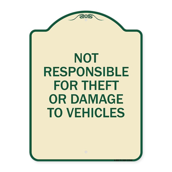 Signmission Not Responsible for Theft or Damage to Vehicles Heavy-Gauge Aluminum Sign, 24" H, TG-1824-23540 A-DES-TG-1824-23540 - main